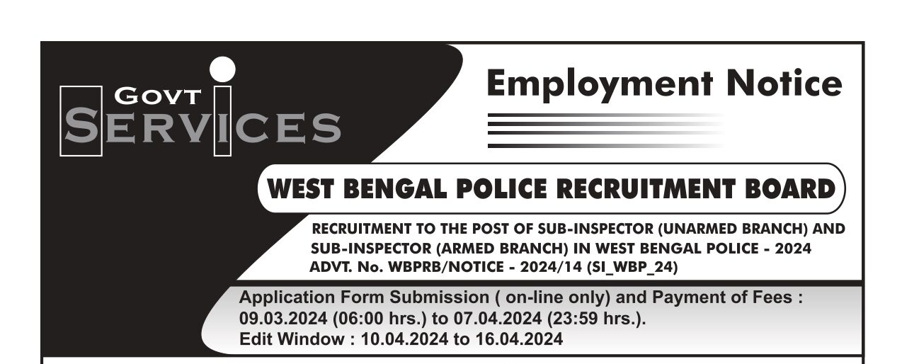 RECRUITMENT TO THE POSTS OF SUB-INSPECTOR (UNARMED & ARMED BRANCH)