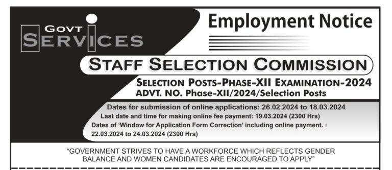 SELECTION POSTS-PHASE-XII EXAMINATION-2024