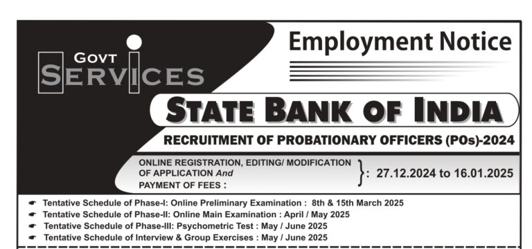 RECRUITMENT OF PROBATIONARY OFFICERS (POs)-2024
